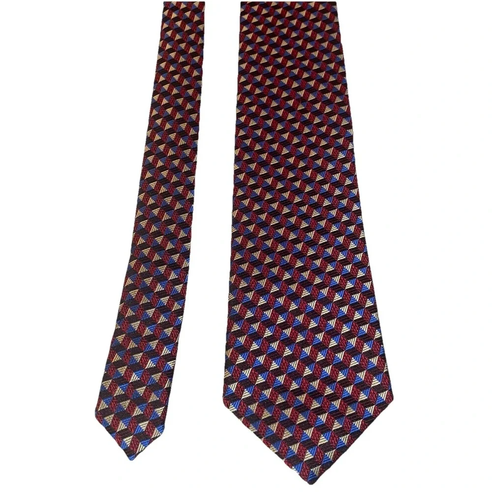 Bruno Piattelli 100% Silk Hand‎ Made Neck Tie Red& Blue 52